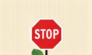 Icono de señal de STOP con una hoja verde, simbolizando una pausa consciente